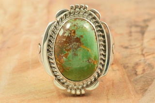 Genuine Crow Springs Turquoise Sterling Silver Navajo Ring